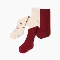 Набор колготок Крошка Я "Вишенки", рост 86-92 см, молочный/бордовый Набор колготок Крошка Я "Вишенки", рост 86-92 см, молочный/бордовый