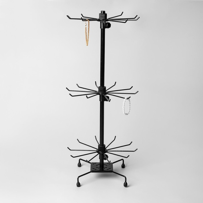 Вертушка, 3 яруса по 10 крючков, 30×30×65, цвет чёрный Вертушка, 3 яруса по 10 крючков, 30×30×65, цвет чёрный