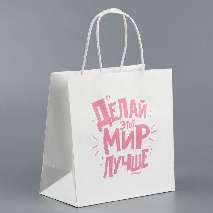 Пакет подарочный, упаковка, &laquo;Делай этот мир лучше&raquo;, 22 х 22 х 11 см