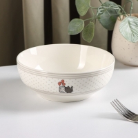 Салатник Доляна &laquo;Уютные коты&raquo;, 600 мл, d=15,5 см, цвет белый