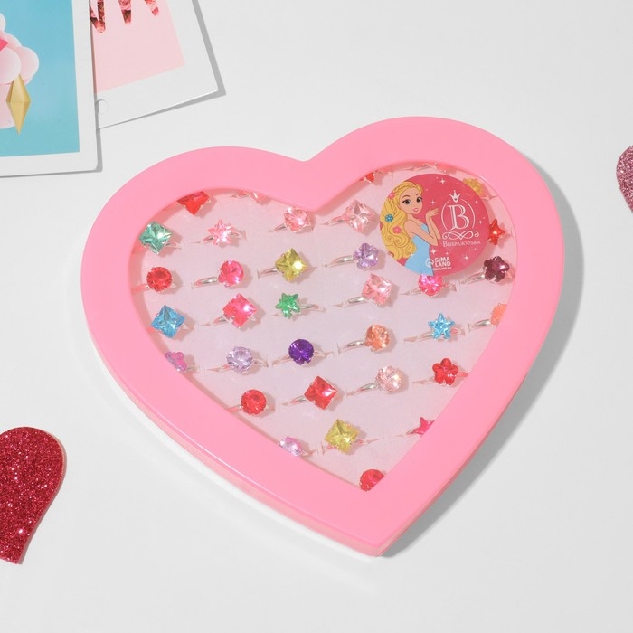 Кольца детские набор 36шт &laquo;Выбражулька&raquo;, форма МИКС, цвет МИКС в серебре, б-р