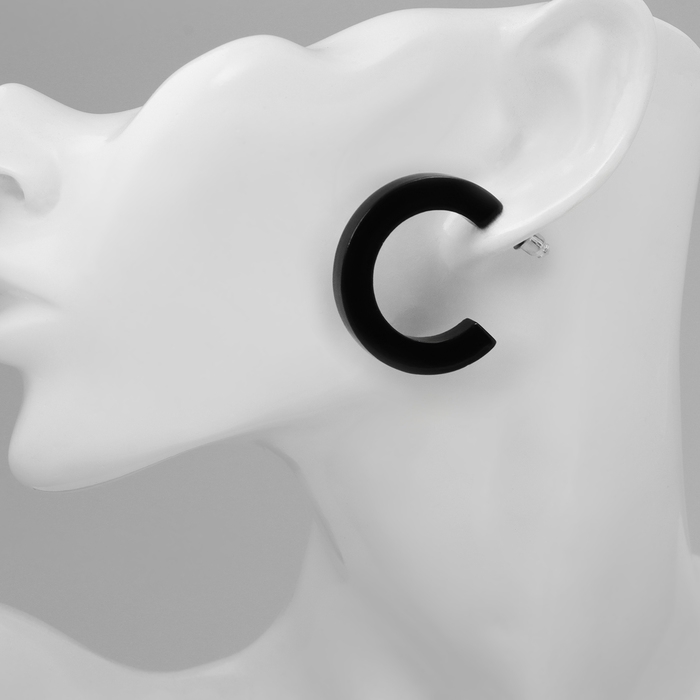 Серьги-кольца «Дуга», цвет чёрный, d=3 см Серьги-кольца «Дуга», цвет чёрный, d=3 см