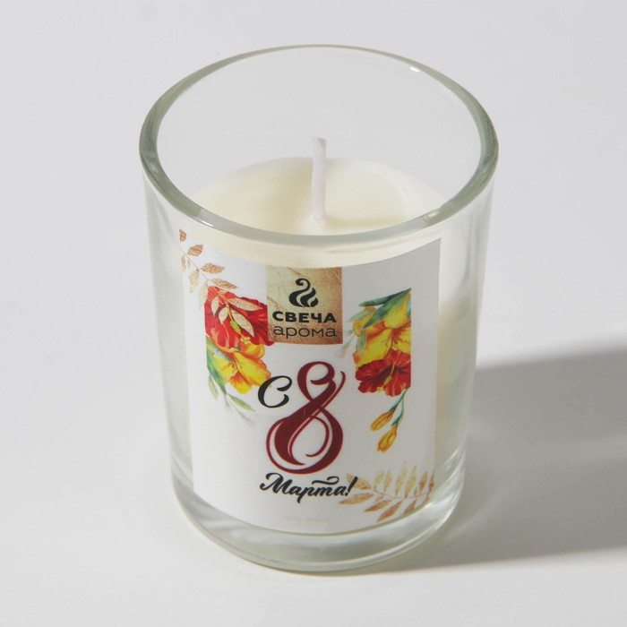 Набор: свеча, мыльные лепестки и повязка на голову &laquo;С 8 марта!&raquo;, аромат ваниль