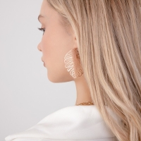 Серьги металл «Монстера» листочек, цвет розовое золото Серьги металл «Монстера» листочек, цвет розовое золото