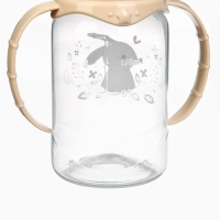 Бутылочка для кормления &laquo;Зайчик&raquo; 150 мл, цилиндр, с ручками, цвет бежевый