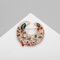 Брошь &laquo;Подкова самоцветная&raquo;, цветная в золоте