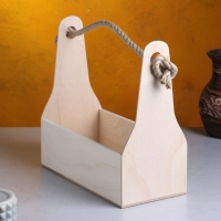 Кашпо деревянное 24&times;11&times;20 см Стелла Моно, ручка верёвка, натуральный