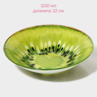 Набор тарелок стеклянных Доляна &laquo;Романтичный киви&raquo;, 19 предметов: 6 десертных тарелок, 6 обеденных тарелок, 6 мисок, салатник