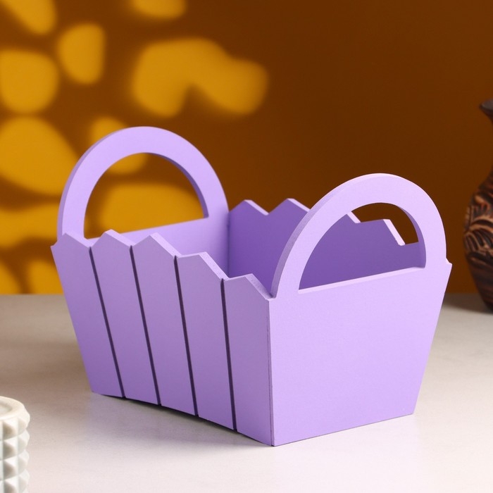 Кашпо деревянное 25×16×17 см Кашпо деревянное 25×16×17 см "Мария", ручки боковые, МДФ, Фиолетовый