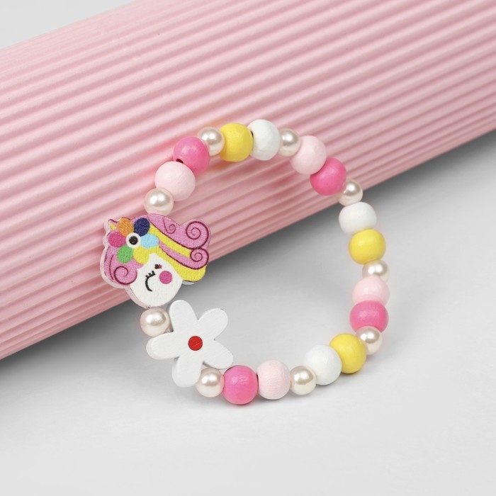 Браслет детский &laquo;Выбражулька&raquo; единорожка с цветком, цветной