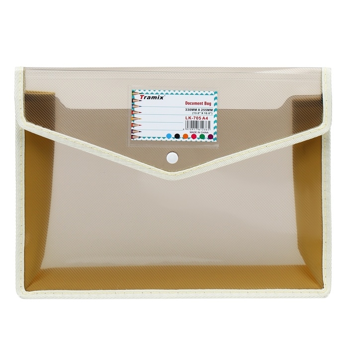 Папка-конверт на кнопке А4, 500 мкр, с расширением, горизонтальная, карман для визиток, МИКС