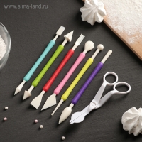 Набор для моделирования кондитерских украшений и ножницы кондитерские для переноски украшений Доляна, 6 шт, цвет и форма МИКС Набор для моделирования кондитерских украшений и ножницы кондитерские для переноски украшений Доляна, 6 шт, цвет и форма МИКС