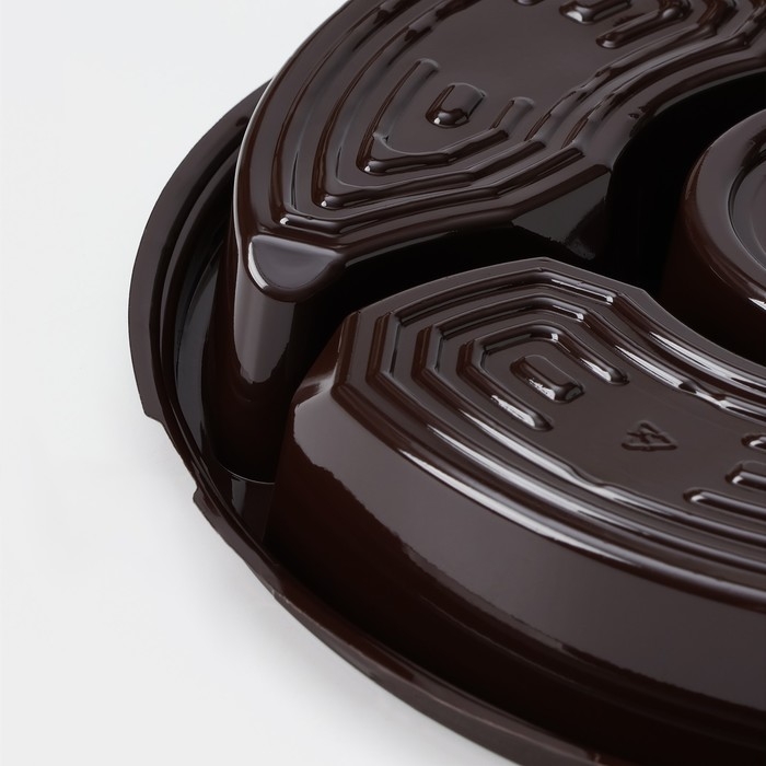 Менажница пластиковая одноразовая, d=26×4,2 см, 5 секций, дно, круглая, цвет коричневый Менажница пластиковая одноразовая, d=26×4,2 см, 5 секций, дно, круглая, цвет коричневый