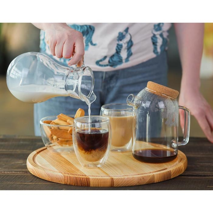 Кувшин Paşabah&ccedil;e Bistro, 1 л, стекло, белая крышка, прозрачный