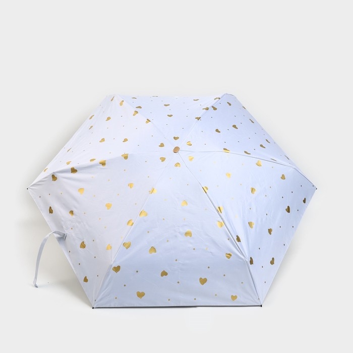 Зонт женский механический, 6 спиц, цвет белый в золотой горошек.