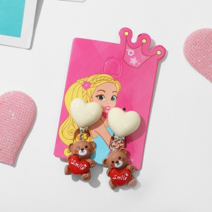 Клипсы детские &laquo;Выбражулька&raquo; животные, мишки, цветные