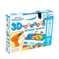 3D-мозаика с шуруповёртом &laquo;Весёлые зверята&raquo;, в чемоданчике, 6 картинок, 3+