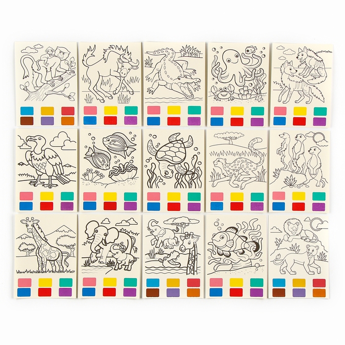 Водная раскраска &laquo;Животные&raquo;, с кисточкой и мольбертом, виды МИКС