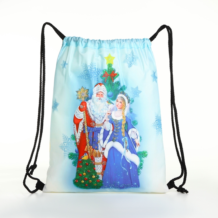 Новый год 2025. Новогодний мешок для подарков на шнурке &laquo;Дед Мороз и Снегурочка&raquo;, цвет разноцветный