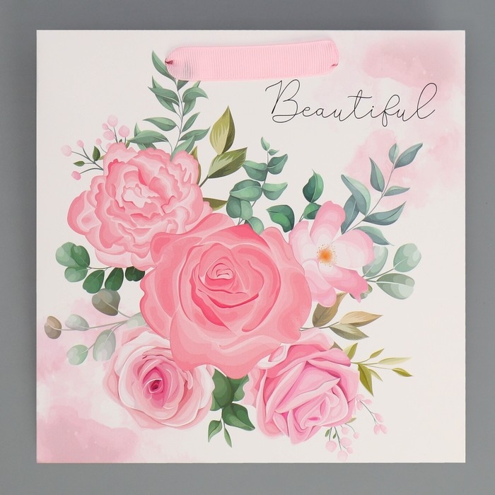 Пакет подарочный квадратный, упаковка, For you my beaty, 20 х 20 х 20 см