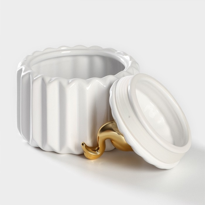 Банка для хранения сыпучих продуктов Доляна &laquo;Золотое крыло. Фламинго&raquo;, 700 мл, 12&times;15 см, керамическая, цвет белый