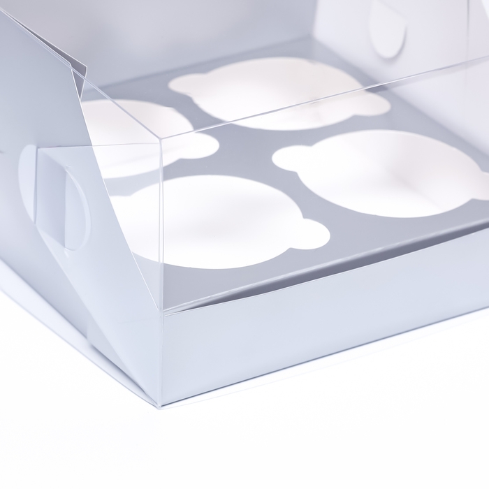 Коробка для 4 капкейков 16 х 16 х 10 , Серебро