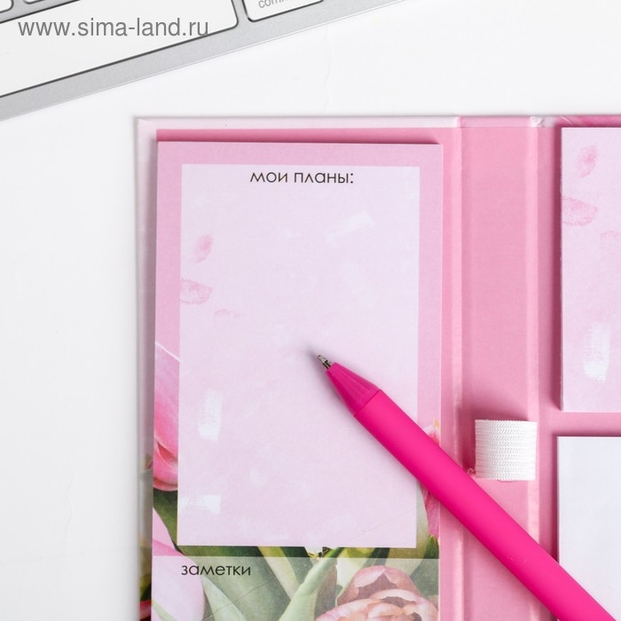 Блок бумаг для записей, стикеры, ручка &laquo;8 Марта&raquo;