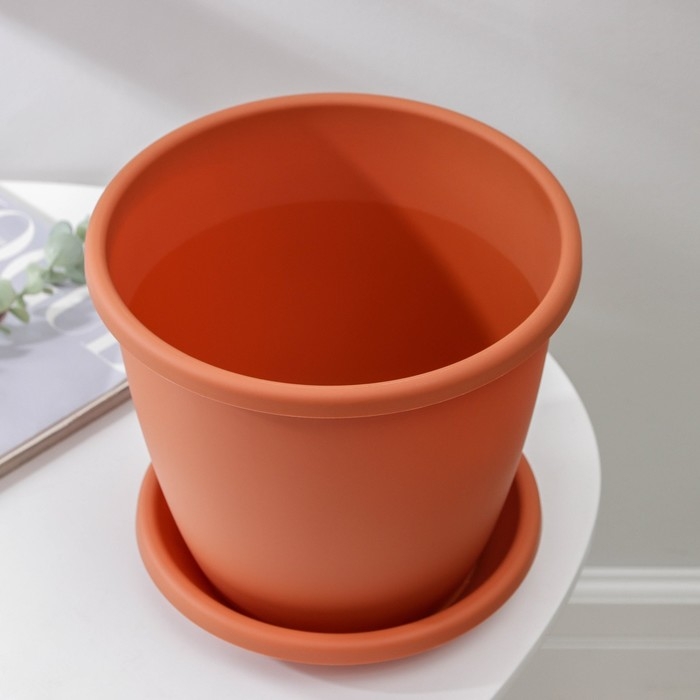 Горшок для цветов с поддоном «Афина», 5,5 л, пластиковый, цвет коричневый Горшок для цветов с поддоном «Афина», 5,5 л, пластиковый, цвет коричневый