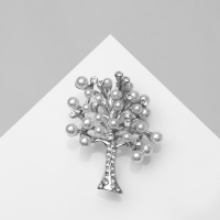 Брошь &laquo;Дерево заснеженное&raquo; с жемчугом, цвет белый в серебре