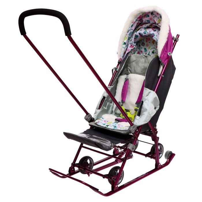 Санки-коляска &laquo;Наши детки 5-1&raquo; со снеговиком, цвет орхидея