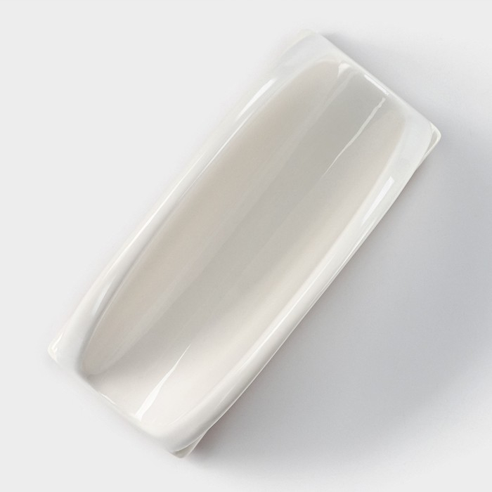 Салфетница фарфоровая на бамбуковой подставке BellaTenero, 14,5&times;6,5&times;8 см, цвет белый