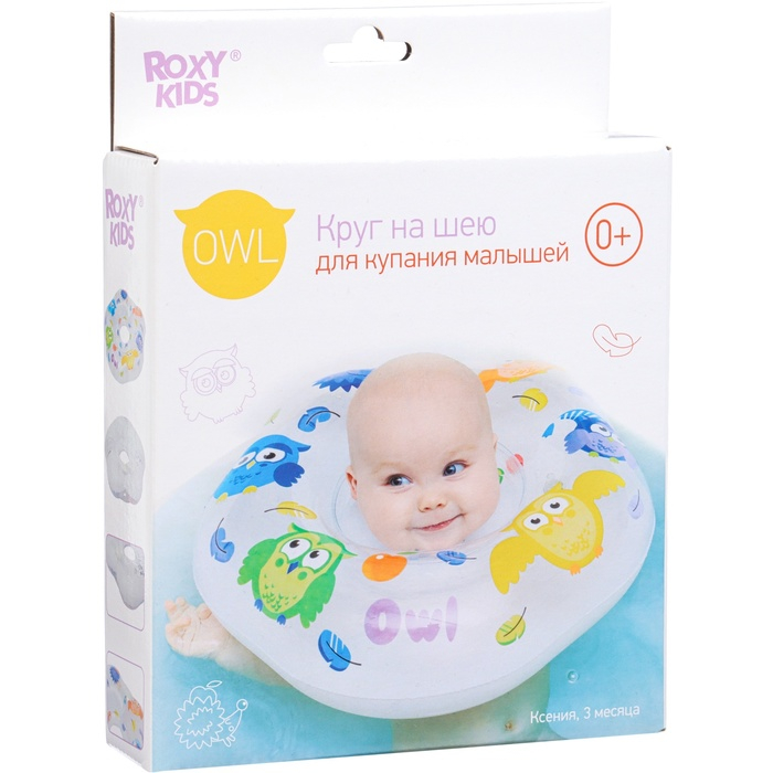 Круг для плавания на шею Owl, &laquo;Птички&raquo;, надувной, с ручками, цвет белый