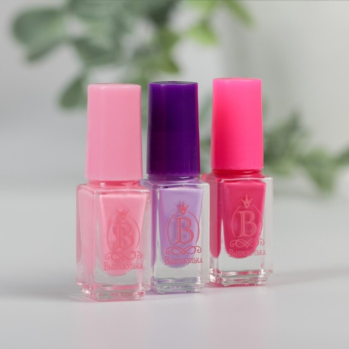 Набор детских лаков &laquo;Самой нежной&raquo; 3 шт по 6 мл (МИКС наклееки цветов)