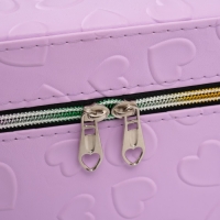 Шкатулка кожзам с зеркалом "Сердца" св-сирень набор 3 шт 19х10,5х10,5 21х13х14 15х23х17 см