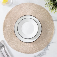 Набор салфеток сервировочных на стол Доляна &laquo;Соломка&raquo;, d=38 см, 4 шт, цвет золото