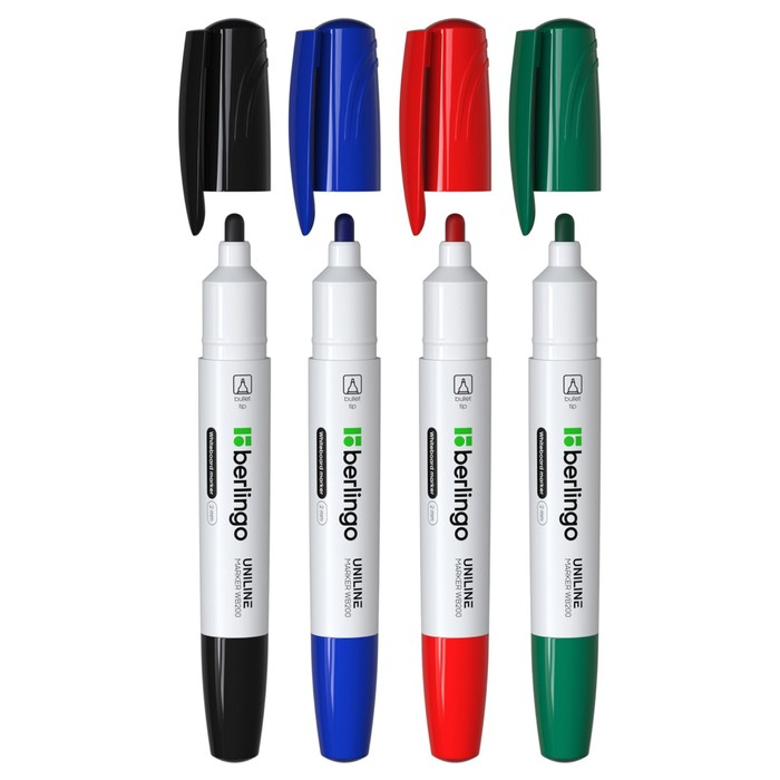 Набор маркеров для доски 4 цвета, Berlingo 2.0 мм Набор маркеров для доски 4 цвета, Berlingo 2.0 мм