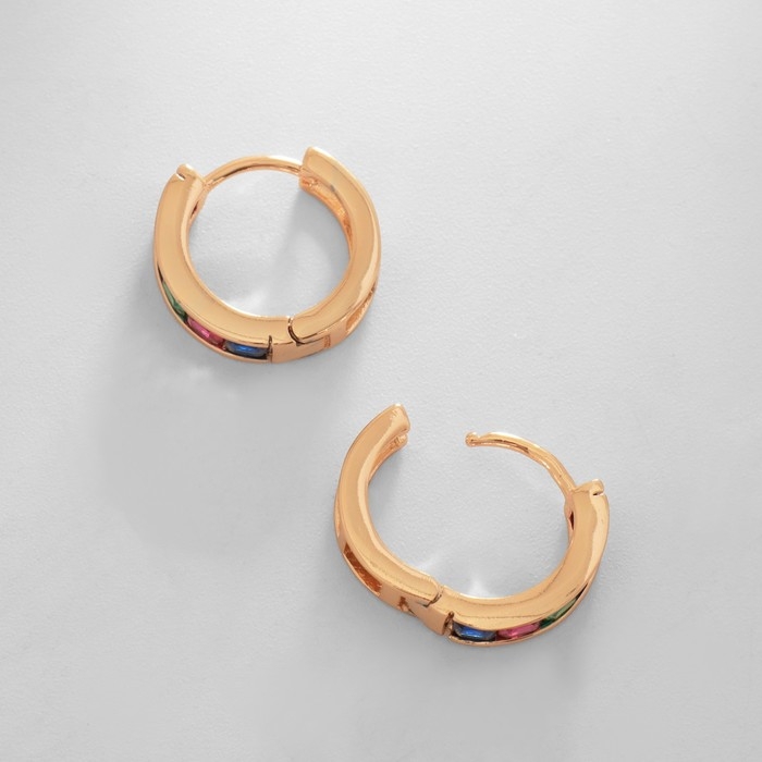 Серьги-кольца XUPING радуга, цветные в золоте, d=1,5 см