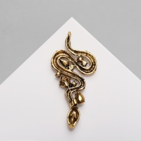 Новый год! Символ года 2025! Брошь &laquo;Змея&raquo; с камнями, цветная в чернёном золоте