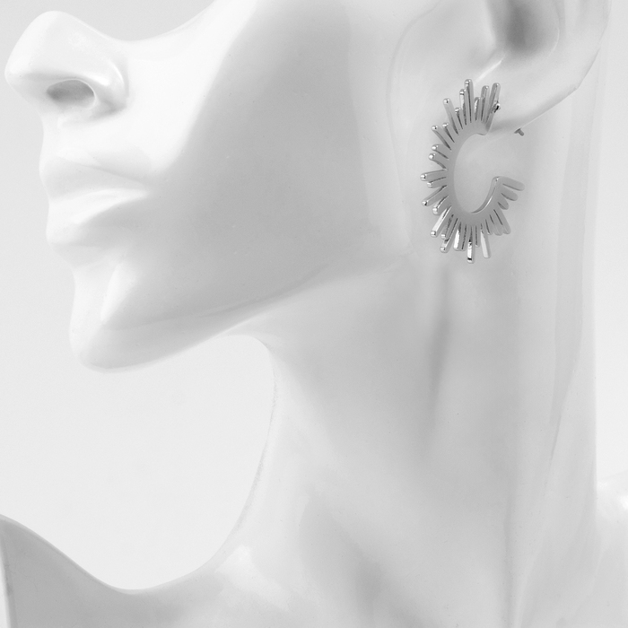 Серьги металл &laquo;Атмосфера&raquo; солнце, ярило, цвет серебро