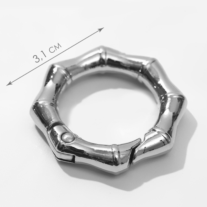 Кольцо-карабин &laquo;Бамбук&raquo;, d = 19/31 мм, толщина - 4 мм, 5 шт, цвет серебряный