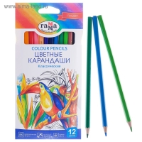Карандаши 12 цветов "Гамма" "Классические", стержень d=2.6 мм, шестигранные Карандаши 12 цветов "Гамма" "Классические", стержень d=2.6 мм, шестигранные