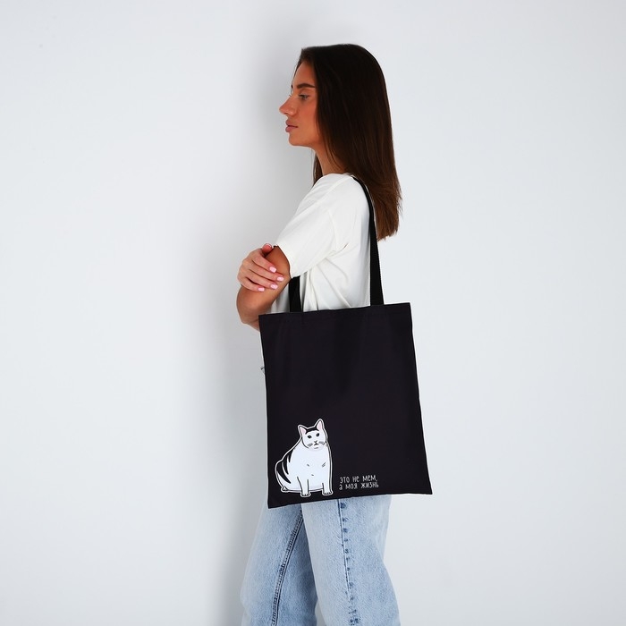 Сумка шопер «Кот» 35 х 0,5 х 40, отд без молнии, без подклада, черная Сумка шопер «Кот» 35 х 0,5 х 40, отд без молнии, без подклада, черная