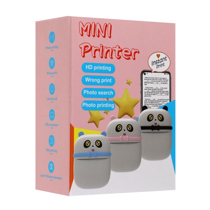 Мини-принтер Panda LPR-20, кабель Micro-USB. Панда черно-белая. Мини-принтер Panda LPR-20, кабель Micro-USB. Панда черно-белая.