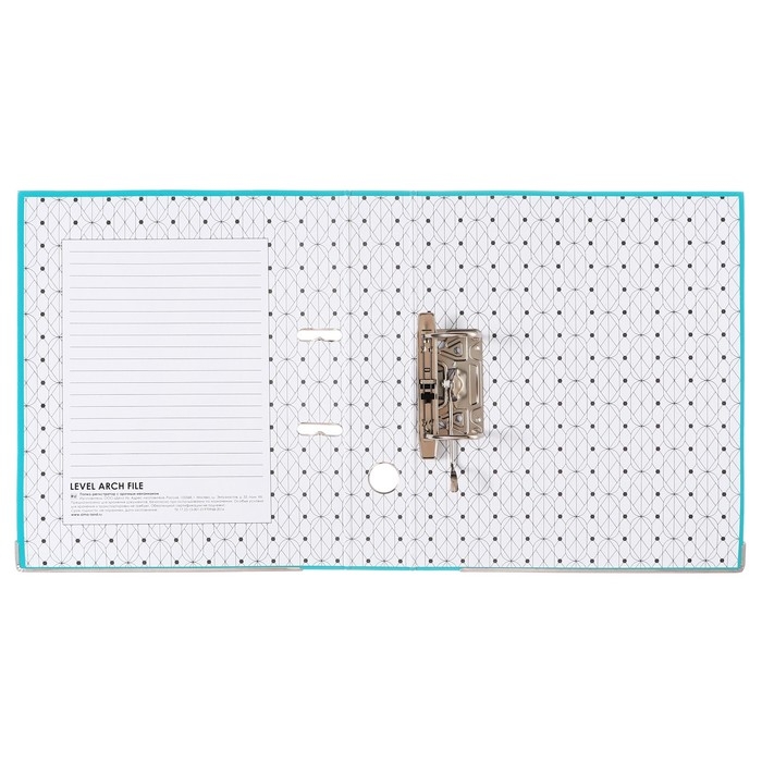 Папка-регистратор А4, 50 мм, Calligrata, ПВХ, тиснение "лен", металлическая окантовка, карман на корешок, собранная, голубая, микс