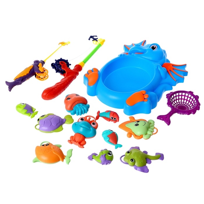 Рыбалка &laquo;Морской дракон&raquo;, 10 рыбок, 2 удочки, сачок, цвета МИКС