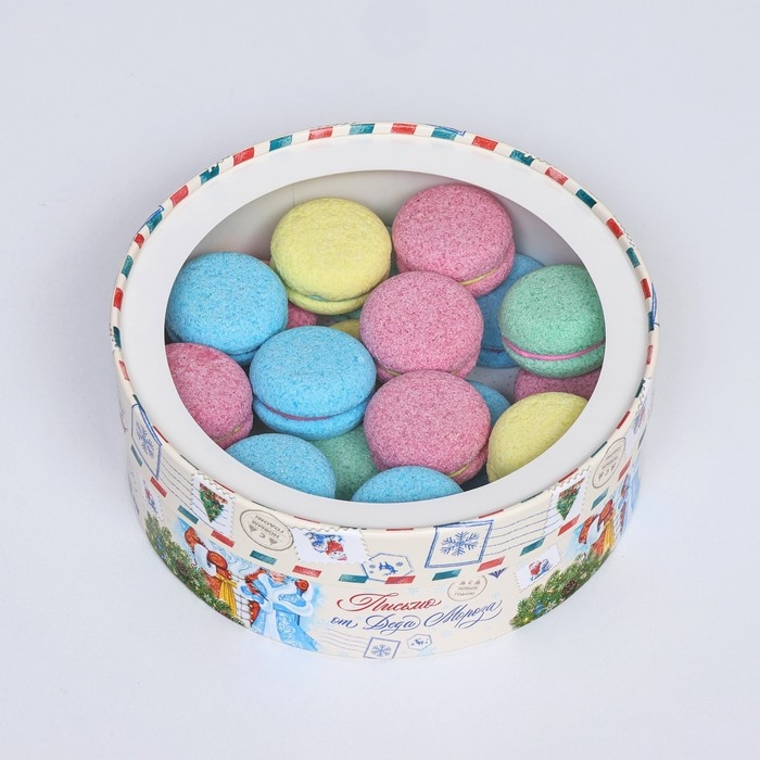 Новый год. Коробка подарочная новогодняя для макарун тубус с окном Новый год. Коробка подарочная новогодняя для макарун тубус с окном "Письмо от Деда Мороза" 21 х 21 х 8 см.