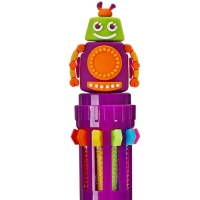 Ручка шариковая автоматическая, 10-ти цветная, штрихкод на штуке, МИКС Робот/Машина