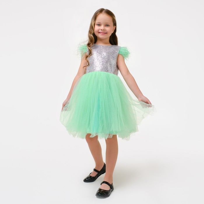 Платье детское нарядное с пайетками KAFTAN, р. 30 (98-104), зеленый Платье детское нарядное с пайетками KAFTAN, р. 30 (98-104), зеленый