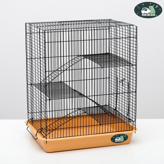 Клетка для грызунов Клетка для грызунов "Пижон" №9, с 3-я этажами, без наполнения, 33 х 24 х 38 см, бежевая