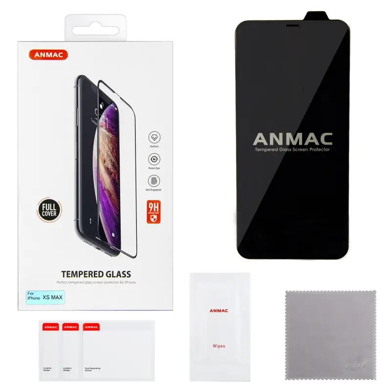 Защитное стекло iPh XS Max Full Cover ANMAC черное Арт.1137115